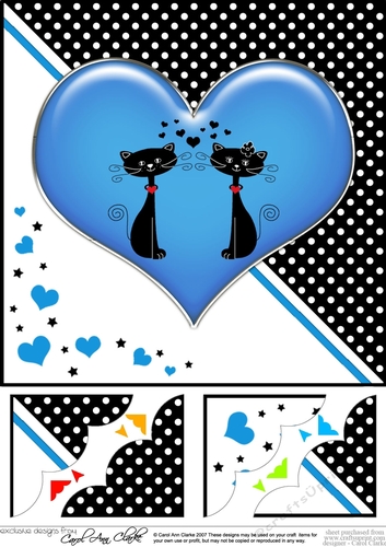 8 x 8 Kool Kats Purrfect Love Scalloped corner Topper