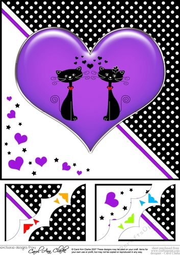 8 x 8 Kool Kats Purrfect Love Scalloped corner Topper