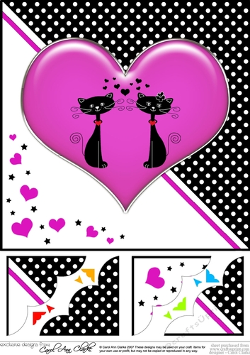 8 x 8 Kool Kats Purrfect Love Scalloped corner Topper