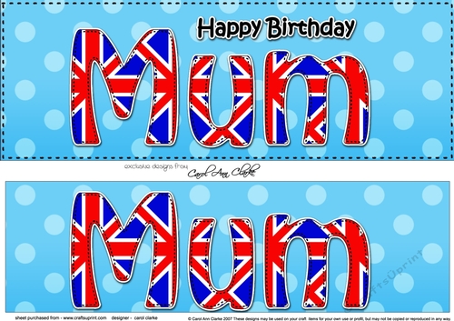 Large DL Happy Birthday MUM 3D decoupage UK Union Jack