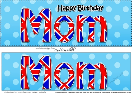 Large DL Happy Birthday MOM 3D decoupage UK Union Jack