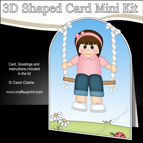 3D Shaped Card  Kit - Swinging High - Young Girl