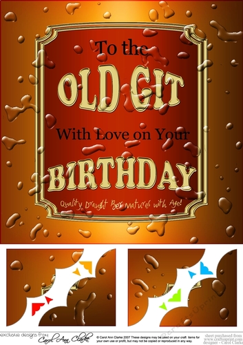 8 x 8 Birthday to the OLD GIT Beer Label Scalloped corner Topper