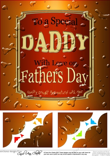8 x 8 To a Special DADDY on Fathers Day Beer Label Scalloped corner Topper