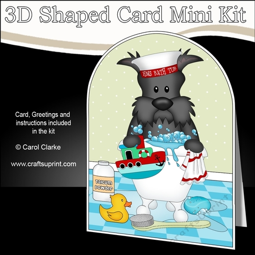 3D Shaped Card Kit - Bathtub Buddies - Little Scottie Dog 
