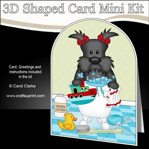 3D Shaped Card Kit - Bathtub Buddies - Little Scottie Dog 