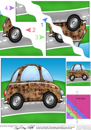 Funky Car with Graffiti Wavy Corner side stacker Topper
