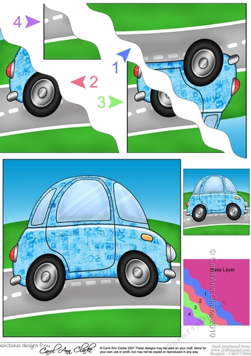 Funky Car with Graffiti Wavy Corner side stacker Topper