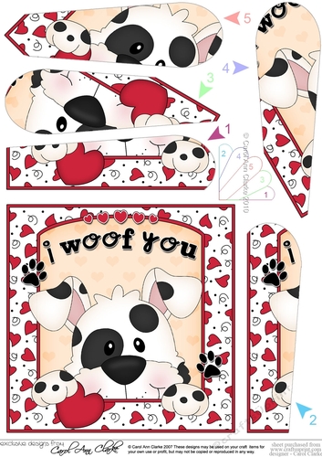 Fan Pyramage Topper - Love, Romance, Valentine- Little Spotty Dog