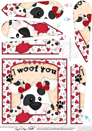 Fan Pyramage Topper - Love, Romance, Valentine- Little Spotty Dog