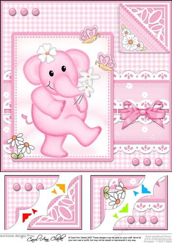 8 x 8 Lola Elephant & Lace Scalloped Corner Topper