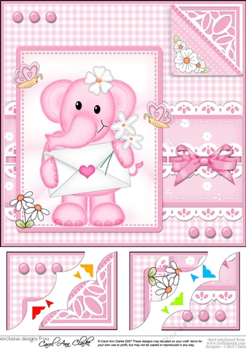 8 x 8 Lola Elephant & Lace Scalloped Corner Topper
