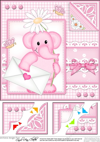 8 x 8 Lola Elephant & Lace Scalloped Corner Topper