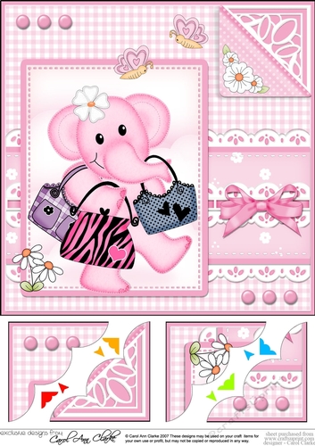 8 x 8 Lola Elephant & Lace Scalloped Corner Topper