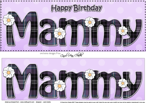 Large DL Happy Birthday MAMMY 3D decoupage with tartan