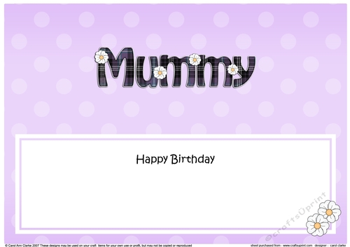 Large DL Happy Birthday MUMMY insert with tartan