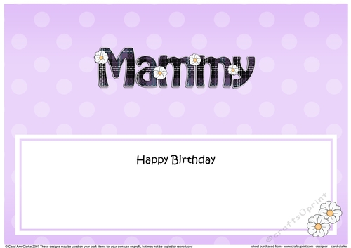 Large DL Happy Birthday MAMMY insert with tartan