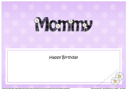 Large DL Happy Birthday MOMMY insert with tartan