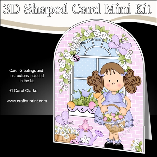 3D Shaped Card  Kit - Country Cottage Girlz Zoe has a basket of Pretty Tulips