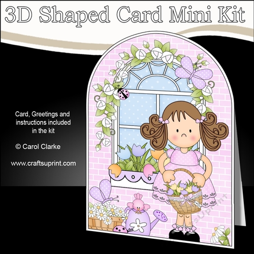 3D Shaped Card  Kit - Country Cottage Girlz Zoe has a basket of Pretty Tulips