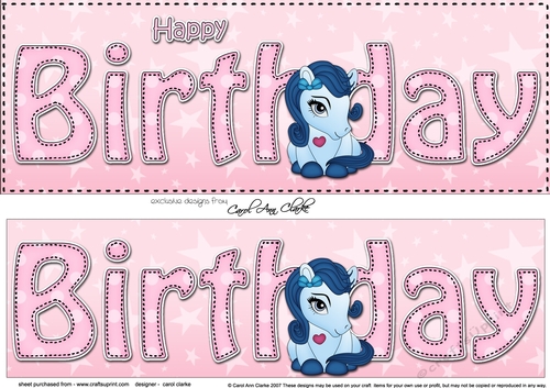 Large DL HAPPY BIRTHDAY 3D decoupage with Cute Pony