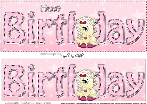 Large DL HAPPY BIRTHDAY 3D decoupage with Cute Pony