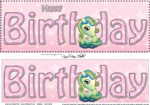 Large DL HAPPY BIRTHDAY 3D decoupage with Cute Pony