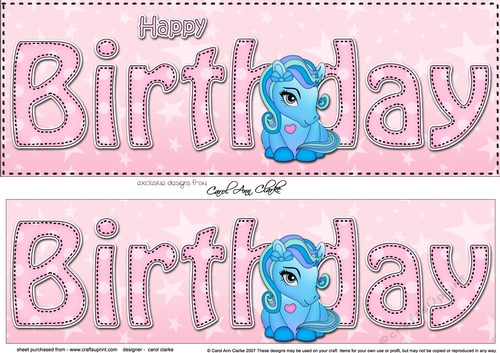 Large DL HAPPY BIRTHDAY 3D decoupage with Cute Pony