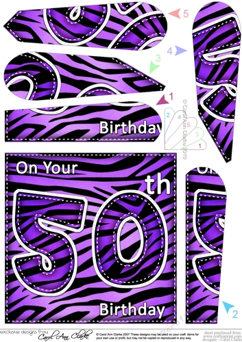 Fun Zebra Striped 50th Birthday Fan Pyramage Topper