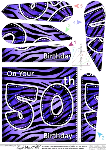 Fun Zebra Striped 50th Birthday Fan Pyramage Topper