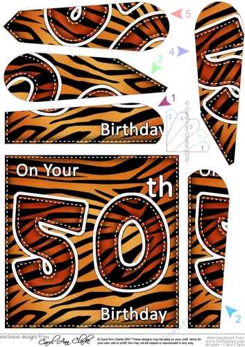 Fun Zebra Striped 50th Birthday Fan Pyramage Topper