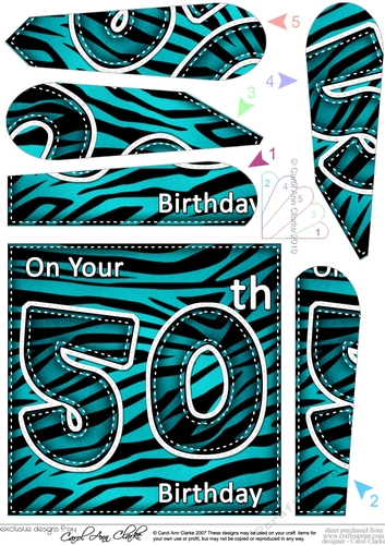 Fun Zebra Striped 50th Birthday Fan Pyramage Topper