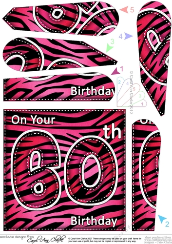 Fun Zebra Striped 60th Birthday Fan Pyramage Topper