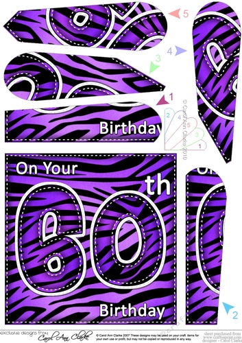 Fun Zebra Striped 60th Birthday Fan Pyramage Topper
