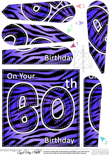Fun Zebra Striped 60th Birthday Fan Pyramage Topper