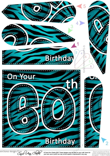 Fun Zebra Striped 60th Birthday Fan Pyramage Topper