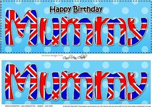 Large DL Happy Birthday MUMMY 3D decoupage UK Union Jack