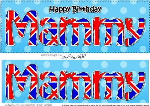 Large DL Happy Birthday MAMMY 3D decoupage UK Union Jack