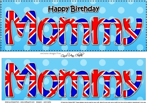 Large DL Happy Birthday MOMMY 3D decoupage UK Union Jack