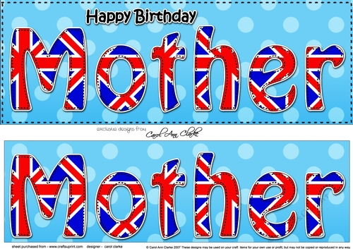 Large DL Happy Birthday MOTHER 3D decoupage UK Union Jack