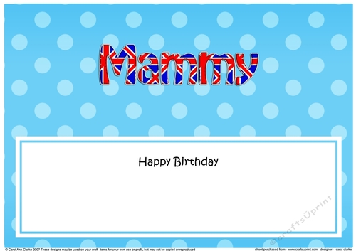 Large DL Happy Birthday MAMMY insert UK Union Jack
