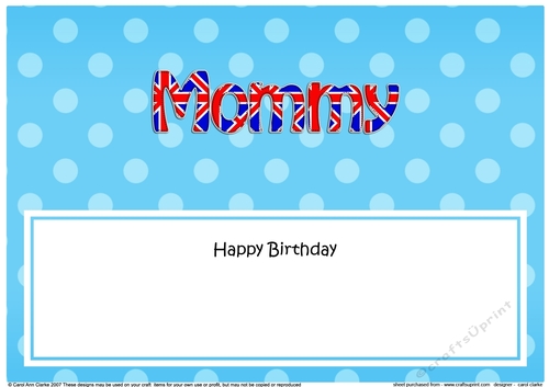 Large DL Happy Birthday MOMMY insert UK Union Jack
