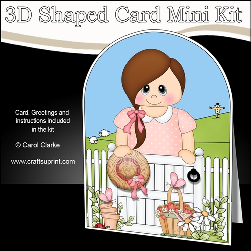 3D Shaped Card  Kit - In the Garden - Teenage Girl is relaxing in the the Garden