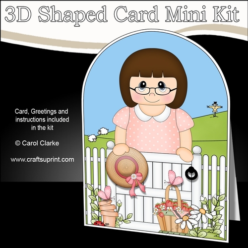 3D Shaped Card  Kit - In the Garden - Young Lady is relaxing in the the Garden
