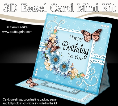 3D Easel Card Mini Kit - A Touch of Elegance Birthday - Flowers, Lace, Butterflies & Pearls