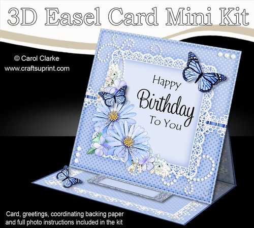 3D Easel Card Mini Kit - A Touch of Elegance Birthday - Flowers, Lace, Butterflies & Pearls