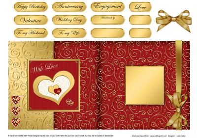 Elegant Hearts Fold Back Card
