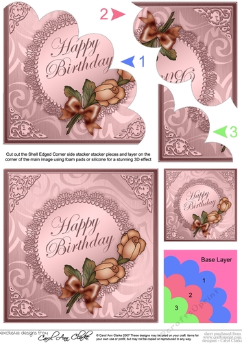 Roses and Metallic Lace Shell Edged Corner Side Stacker