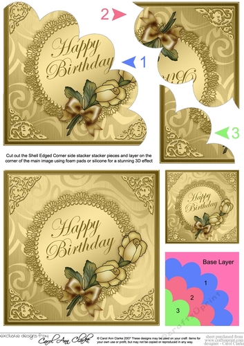 Roses and Metallic Lace Shell Edged Corner Side Stacker