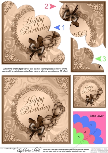 Roses and Metallic Lace Shell Edged Corner Side Stacker